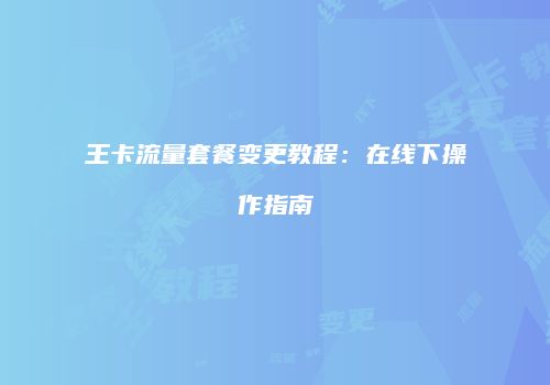 王卡流量套餐变更教程：在线下操作指南