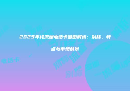 2025年纯流量电话卡多面解析：别称、特点与市场前景