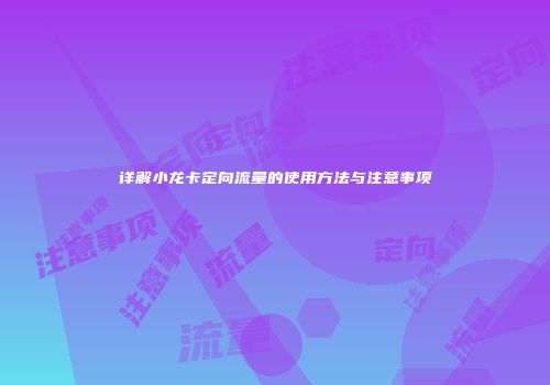 详解小龙卡定向流量的使用方法与注意事项
