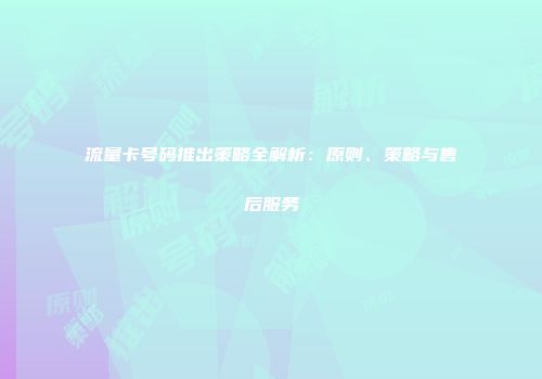 流量卡号码推出策略全解析:原则、策略与售后服务