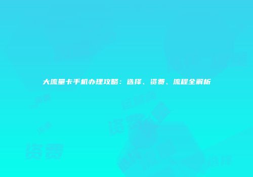 大流量卡手机办理攻略：选择、资费、流程全解析