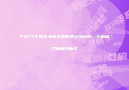 2025年流量卡营销策略与案例分析：运营商如何脱颖而出