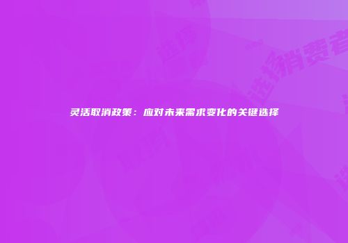 灵活取消政策：应对未来需求变化的关键选择