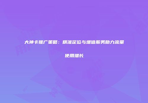 大神卡推广策略：精准定位与增值服务助力流量使用增长