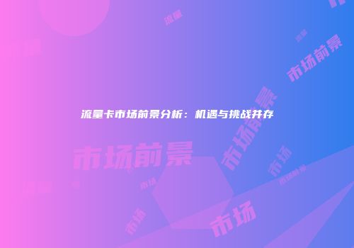 流量卡市场前景分析：机遇与挑战并存