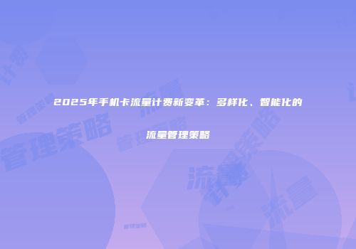 2025年手机卡流量计费新变革：多样化、智能化的流量管理策略