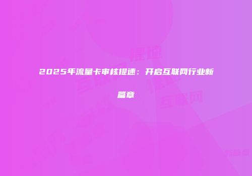 2025年流量卡审核提速：开启互联网行业新篇章