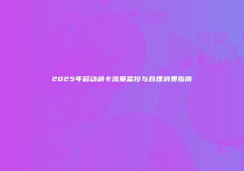 2025年移动副卡流量监控与合理消费指南