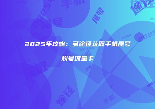 2025年攻略：多途径获取手机尾号靓号流量卡