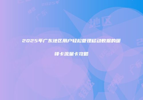 2025年广东地区用户轻松管理移动数据的暖锋卡流量卡攻略
