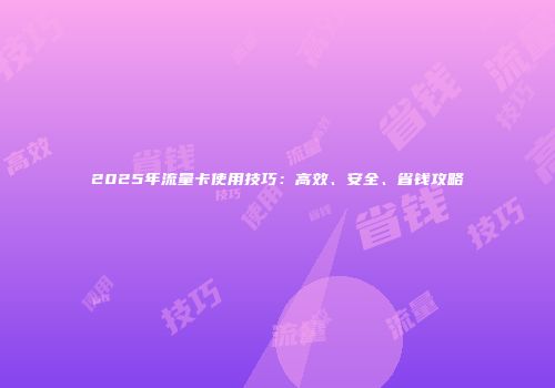 2025年流量卡使用技巧：高效、安全、省钱攻略