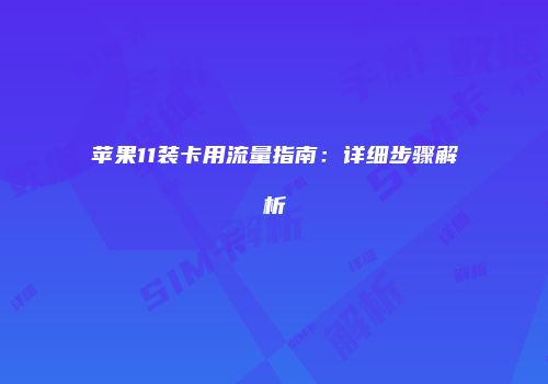 苹果11装卡用流量指南：详细步骤解析