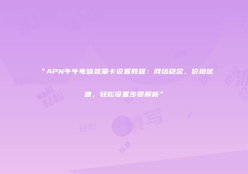 “APN牛牛电信流量卡设置教程：网络稳定、价格优惠，轻松设置步骤解析”