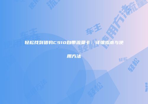 轻松找到猎豹CS10自带流量卡：详细指南与使用方法
