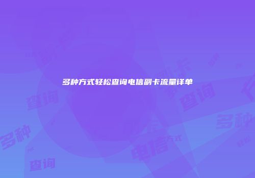 多种方式轻松查询电信副卡流量详单