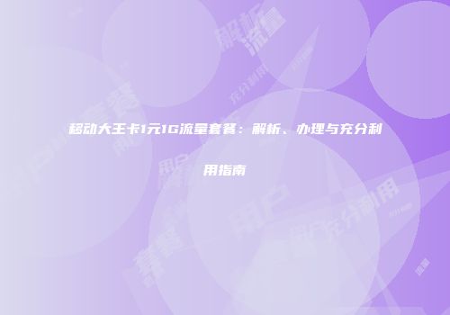 移动大王卡1元1G流量套餐：解析、办理与充分利用指南