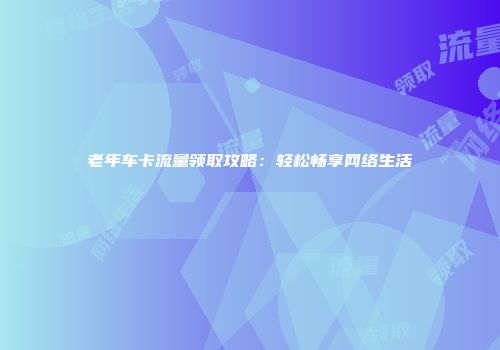 老年车卡流量领取攻略：轻松畅享网络生活