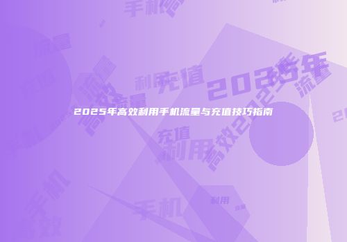 2025年高效利用手机流量与充值技巧指南