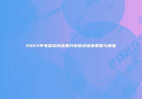 2025年电信定向流量开启的多维度策略与展望