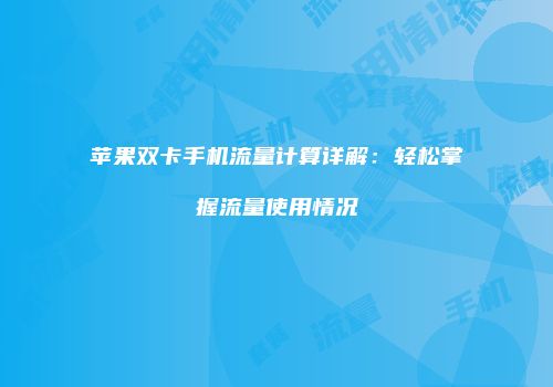 苹果双卡手机流量计算详解：轻松掌握流量使用情况