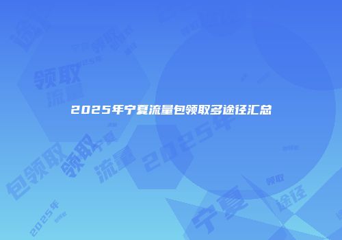 2025年宁夏流量包领取多途径汇总