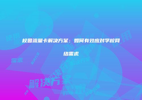 校园流量卡解决方案：如何有效应对学校网络需求