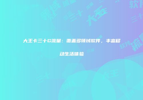 大王卡三十G流量：覆盖多领域软件，丰富移动生活体验