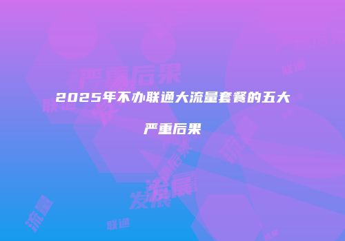 2025年不办联通大流量套餐的五大严重后果
