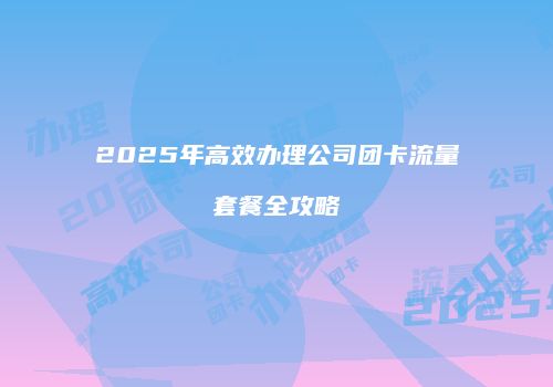 2025年高效办理公司团卡流量套餐全攻略