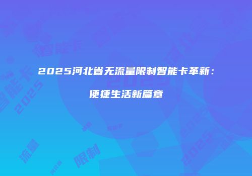2025河北省无流量限制智能卡革新：便捷生活新篇章