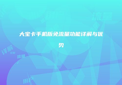 大宝卡手机版免流量功能详解与优势