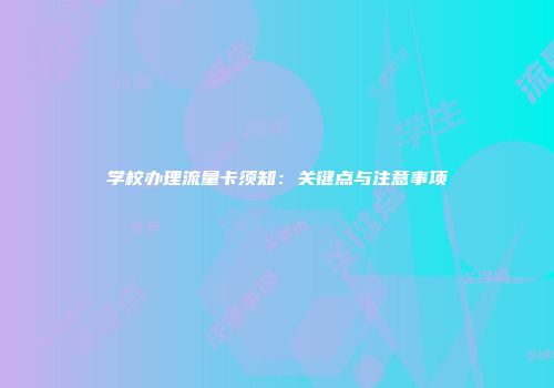 学校办理流量卡须知：关键点与注意事项
