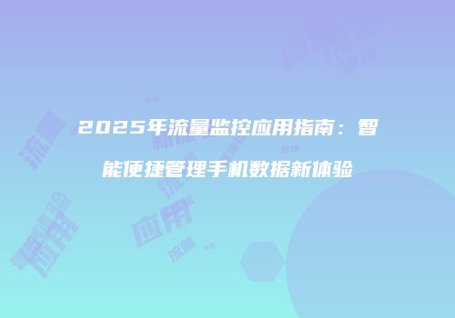 2025年流量监控应用指南：智能便捷管理手机数据新体验
