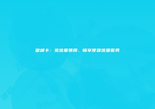 暖峰卡：免流量费用，畅享便捷流量服务