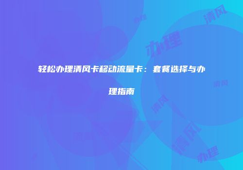轻松办理清风卡移动流量卡：套餐选择与办理指南