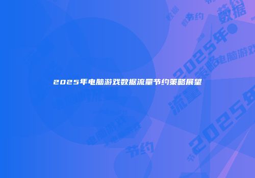 2025年电脑游戏数据流量节约策略展望