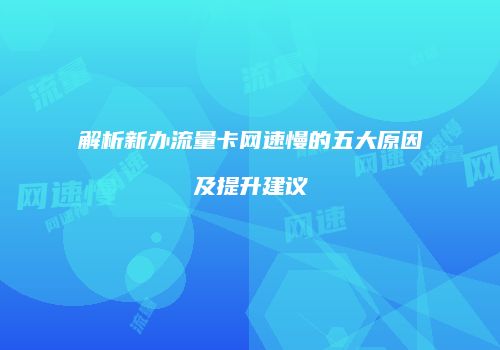 解析新办流量卡网速慢的五大原因及提升建议