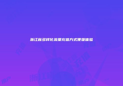 浙江省多样化流量充值方式便捷体验