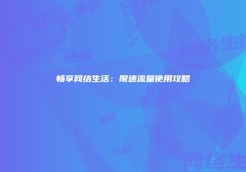 畅享网络生活：限速流量使用攻略
