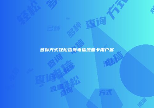 多种方式轻松查询电信流量卡用户名
