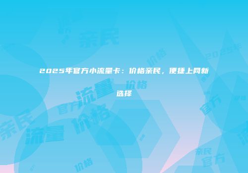 2025年官方小流量卡：价格亲民，便捷上网新选择