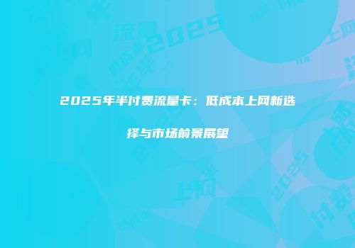 2025年半付费流量卡：低成本上网新选择与市场前景展望