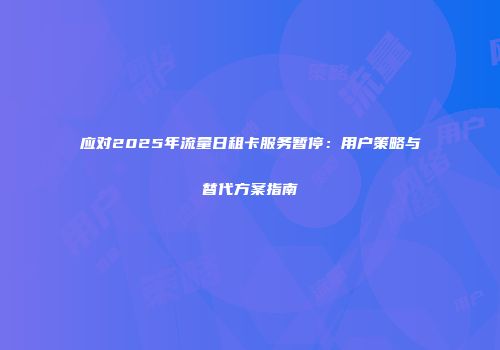 应对2025年流量日租卡服务暂停：用户策略与替代方案指南