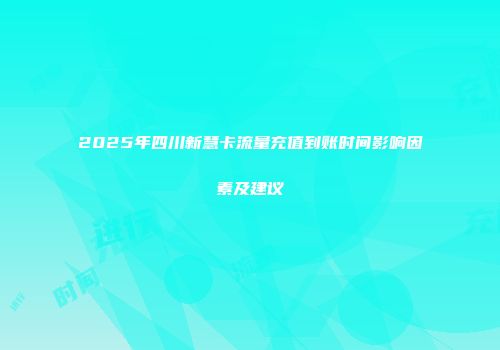 2025年四川新慧卡流量充值到账时间影响因素及建议