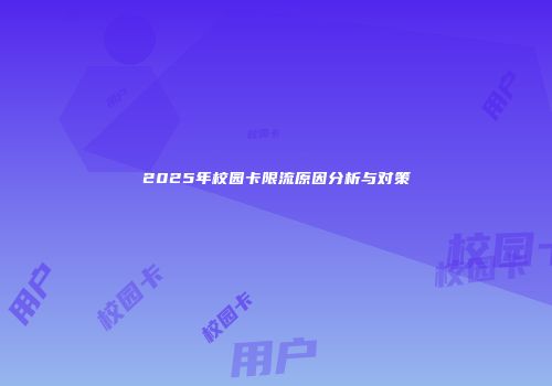 2025年校园卡限流原因分析与对策