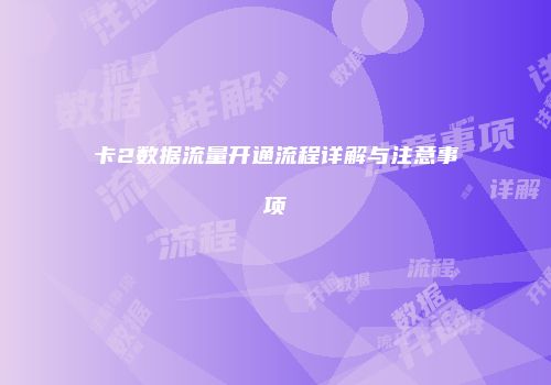 卡2数据流量开通流程详解与注意事项
