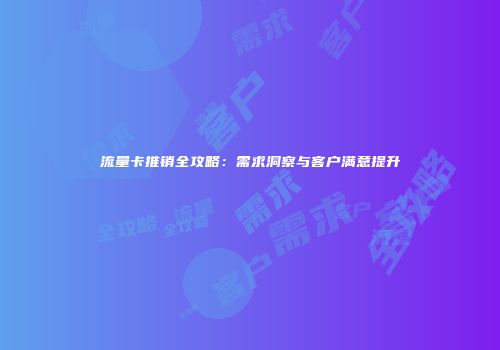 流量卡推销全攻略：需求洞察与客户满意提升