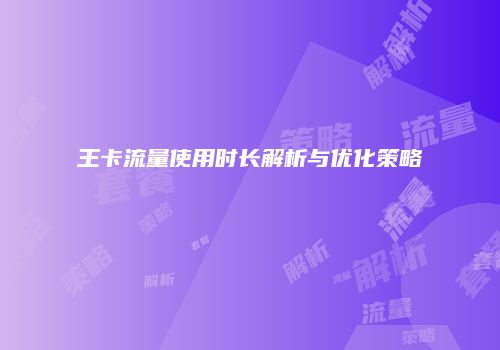 王卡流量使用时长解析与优化策略