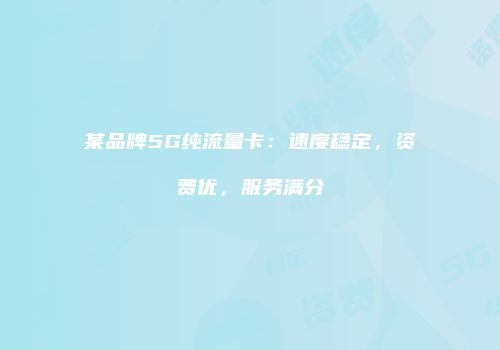 某品牌5G纯流量卡：速度稳定，资费优，服务满分