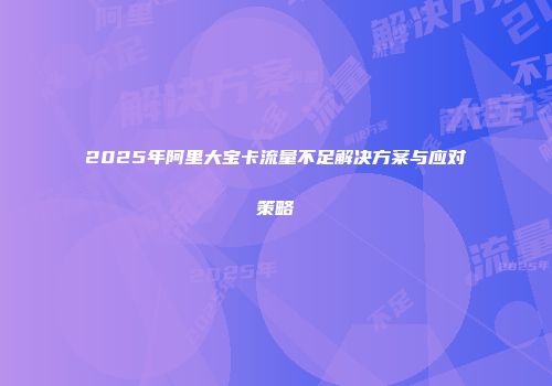 2025年阿里大宝卡流量不足解决方案与应对策略